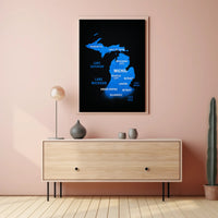 Michigan and the Great Lakes Map Poster PosterGoat