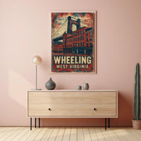 Wheeling Suspension Bridge Vintage Art Nostalgic Poster