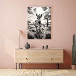 Zebra In The Savannah Poster