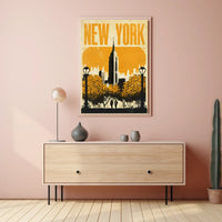 New York City Skyline Silhouette Poster Vintage Wall Art