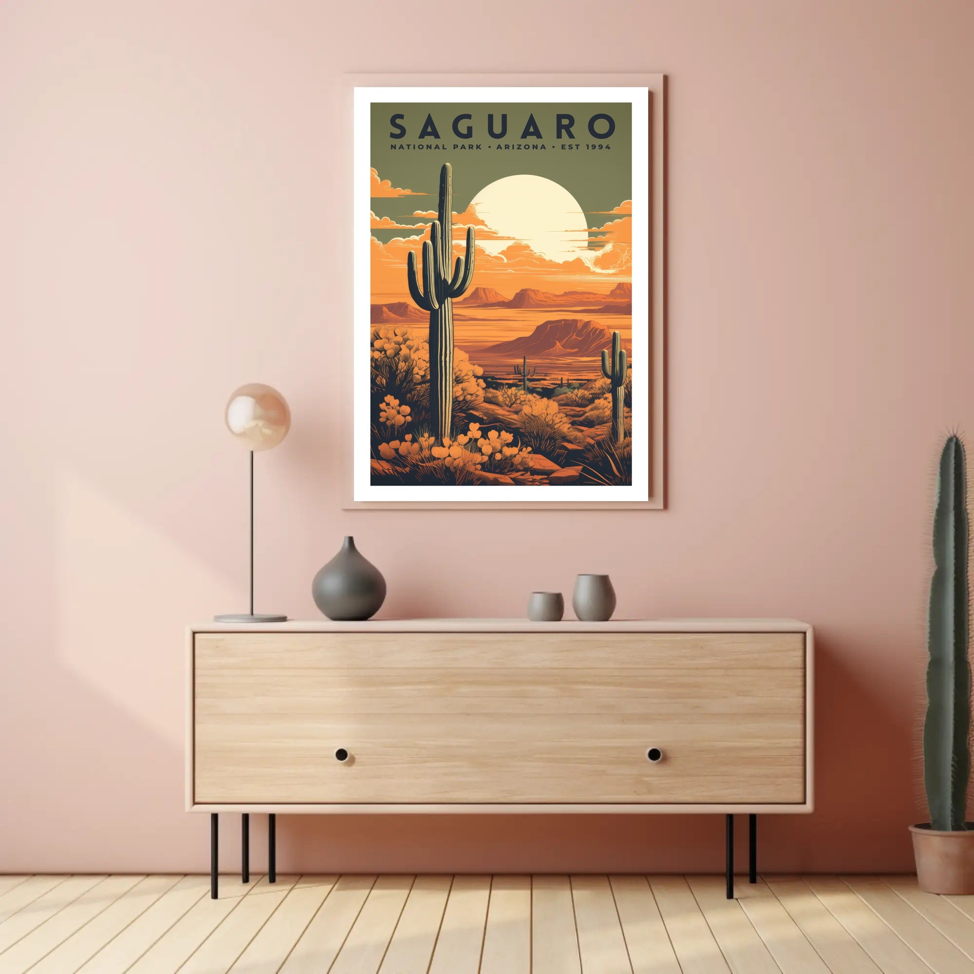Saguaro National Park Desert Sunset Poster Print