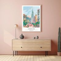 Colorful Cityscape of Caracas Poster PosterGoat