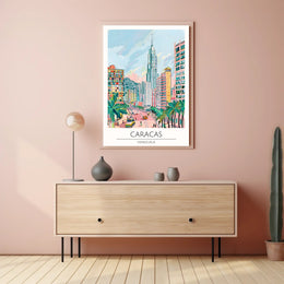 Colorful Cityscape of Caracas Poster PosterGoat