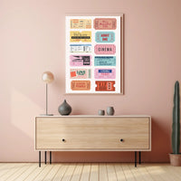 Nostalgic Vintage Ticket Collage for Retro Entertainment Poster PosterGoat