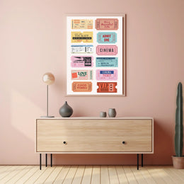 Nostalgic Vintage Ticket Collage for Retro Entertainment Poster PosterGoat