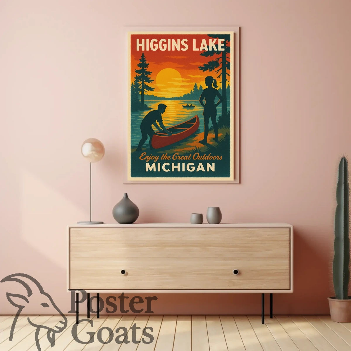 Higgins Lake Vintage Travel Adventure Travel Poster