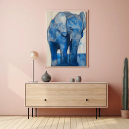 Blue Elephant Modern Poster Wall Art Print