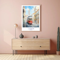 Lisbon Tram Vibrant Cityscape Travel Poster PosterGoat
