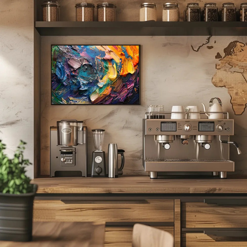 Vibrant Abstract Art Poster with Dynamic Brushstrokes
