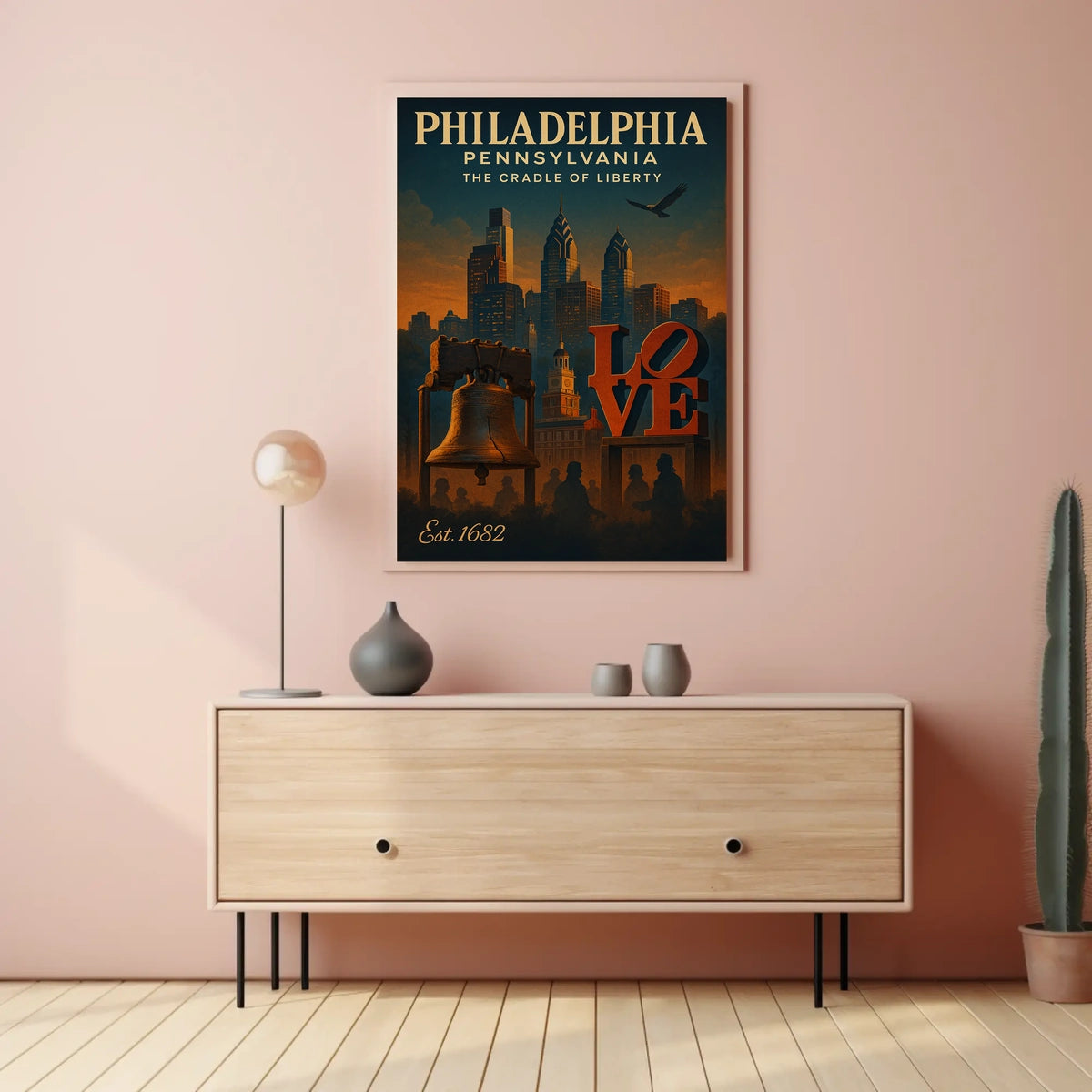 Philadelphia Liberty Vintage Art Poster: Iconic Symbols