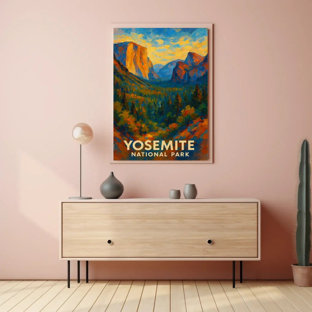 Abstract Yosemite Landscape Poster Vivid for Home Decor