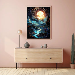 Moonlit Enchantment: Serene Night Landscape Poster
