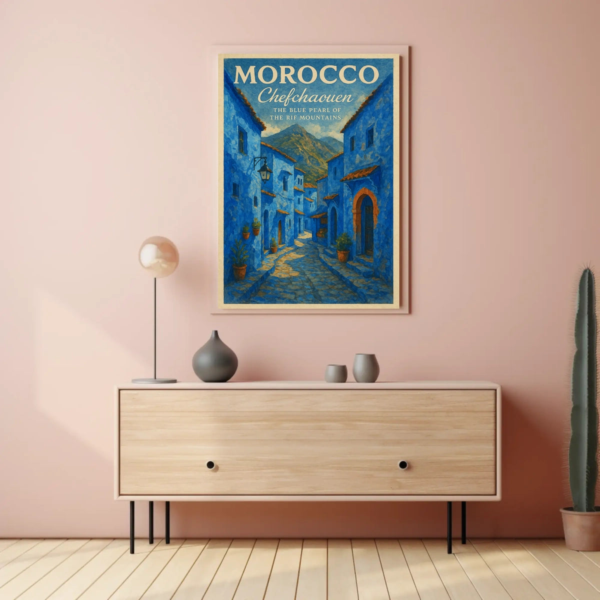 Chefchaouen Blue Pearl Watercolor Art Poster Print