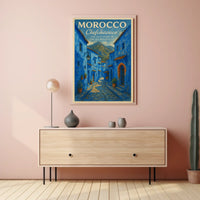 Chefchaouen Blue Pearl Watercolor Art Poster Print