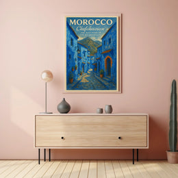 Chefchaouen Blue Pearl Watercolor Art Poster Print