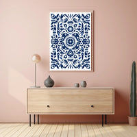 Ornate Blue Pattern Design Poster