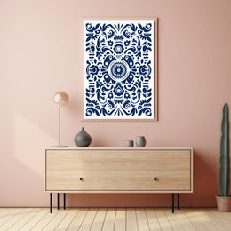 Ornate Blue Pattern Design Poster