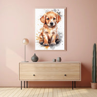 Puppy Portrait Watercolor Poster Wall Art
