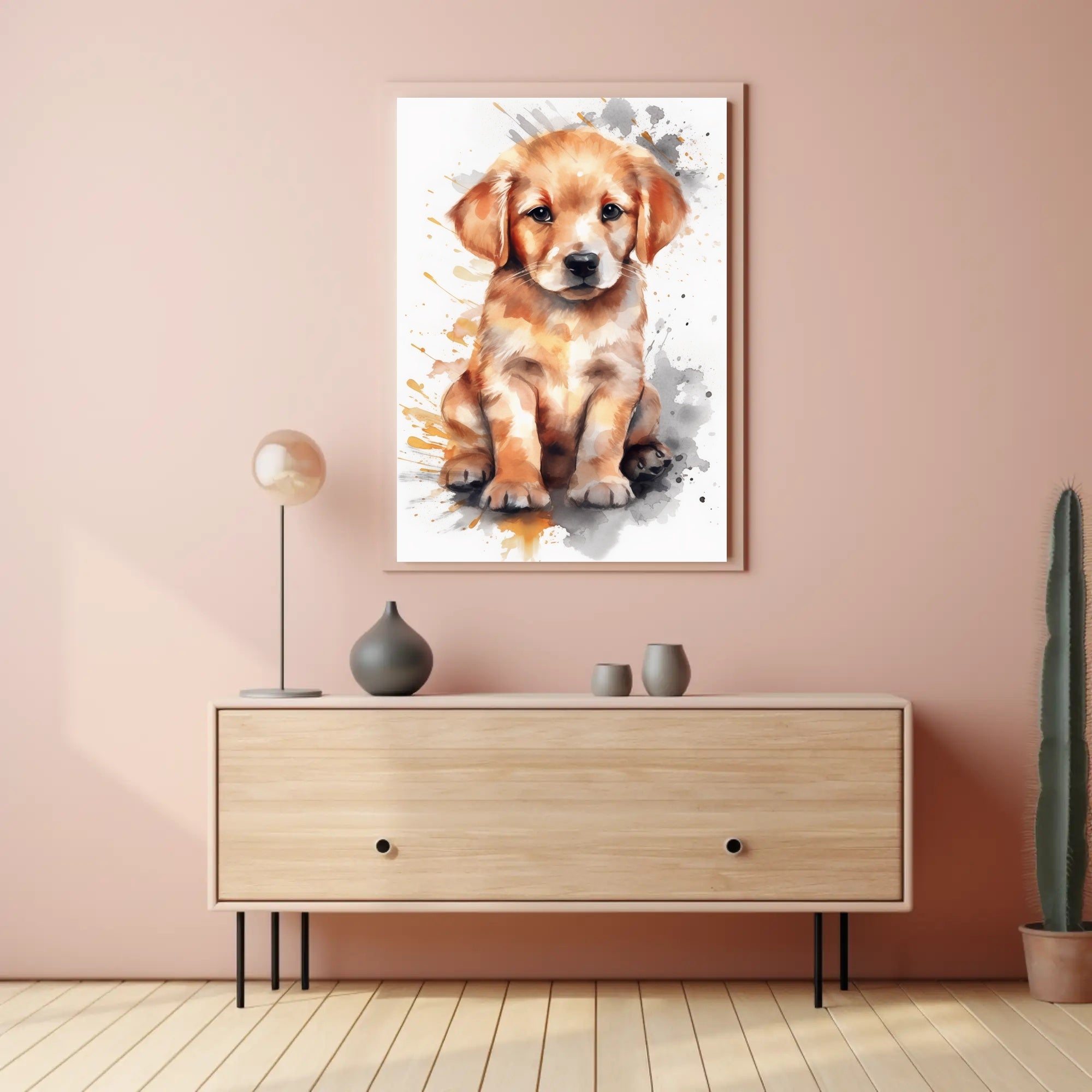 Puppy Portrait Watercolor Poster Wall Art