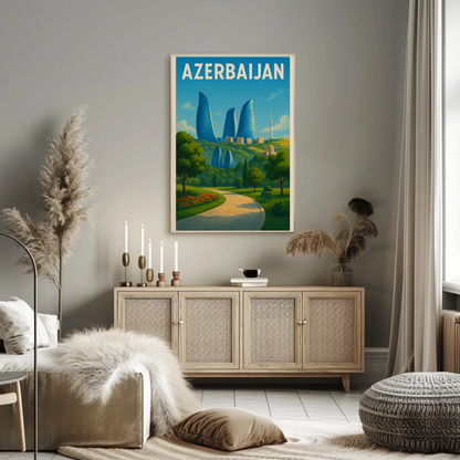 Majestic Azerbaijan Cityscape, Landmarks and Culture Travel Poster