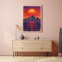 Surreal Retro-Futuristic Synthwave Art Futuristic Sci-Fi Poster