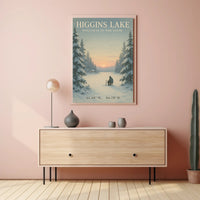 Higgins Lake Winter Serenity Ice Fishing Travel Poster