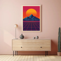 Retro-Futuristic Sunset Synthwave Futuristic Sci-Fi Poster