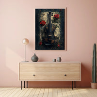 Vintage Violin and Floral Elements Artistic Poster