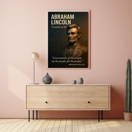 Abraham Lincoln 3D Portrait with Patriotic Quote Historical Poster PosterGoat