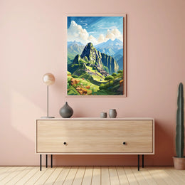 Machu Picchu Geometric Art: Adventurous Travel Poster