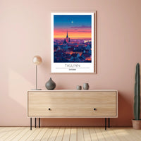 Tallinn Dusk Skyline Travel Poster