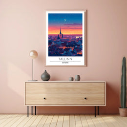 Tallinn Dusk Skyline Travel Poster