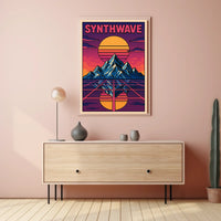 Synthwave Sunset Retro-Futuristic Art Poster