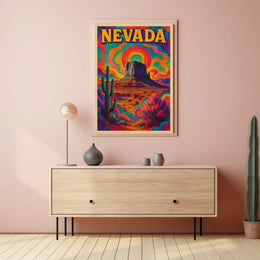 Nevada Psychedelic Desert Landscape Poster