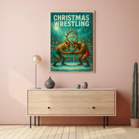 Whimsical Reindeer Wrestling Festive Christmas Sports Poster