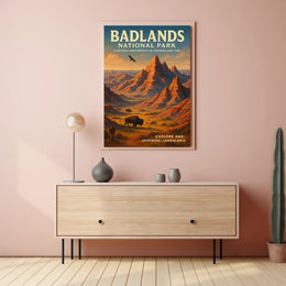 Badlands National Park Scenic Poster Wall Art Print