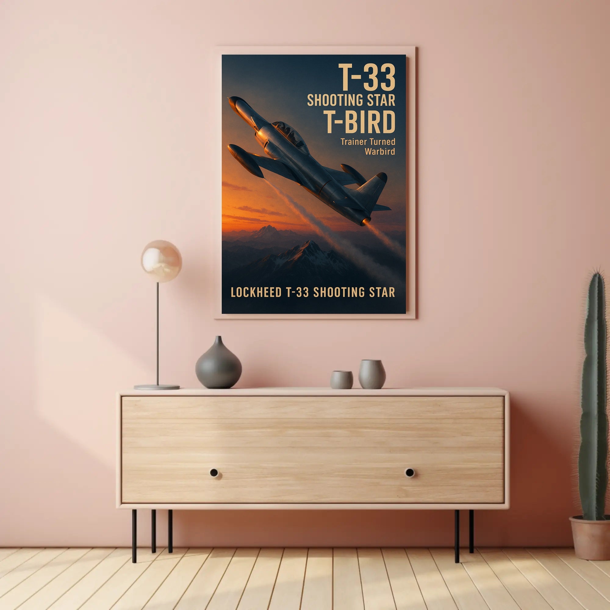 Lockheed T-33 Jet Trainer Aviation Art - Poster
