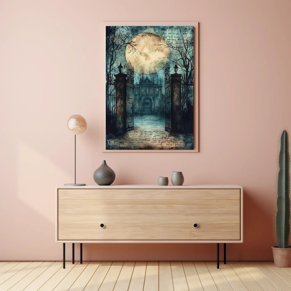 Mysterious Moonlit Gothic Mansion, Artistic Gothic Culture Poster
