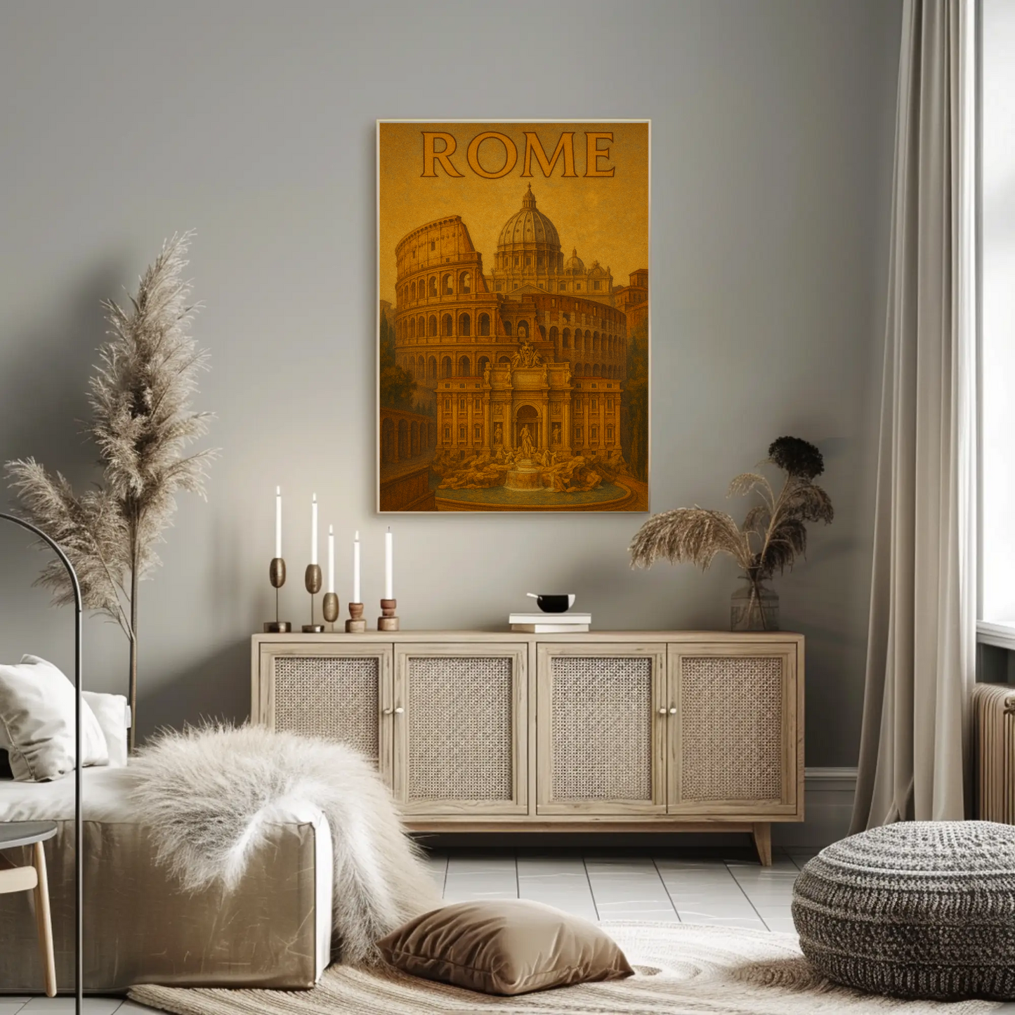 Rome Vatican Trevi Colosseum Travel Poster
