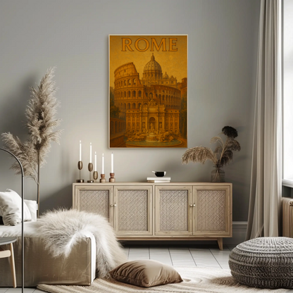 Rome Vatican Trevi Colosseum Travel Poster
