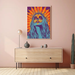 Day of the Dead Woman Psychedelic Bold Vibrant Poster
