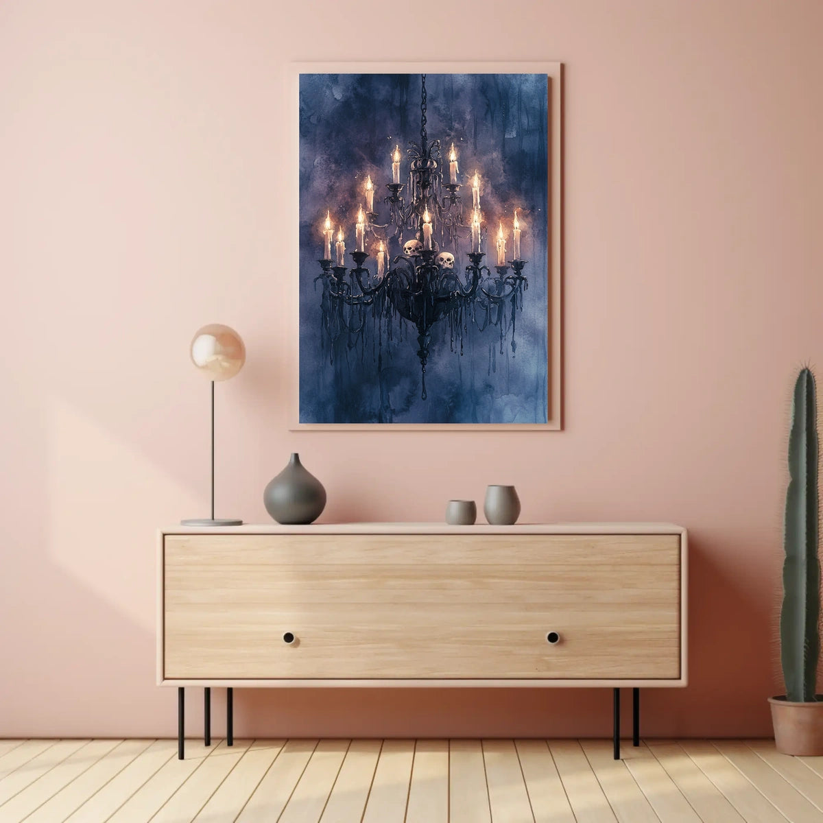Gothic Chandelier with Skulls Perfect Artistic Statement Poster