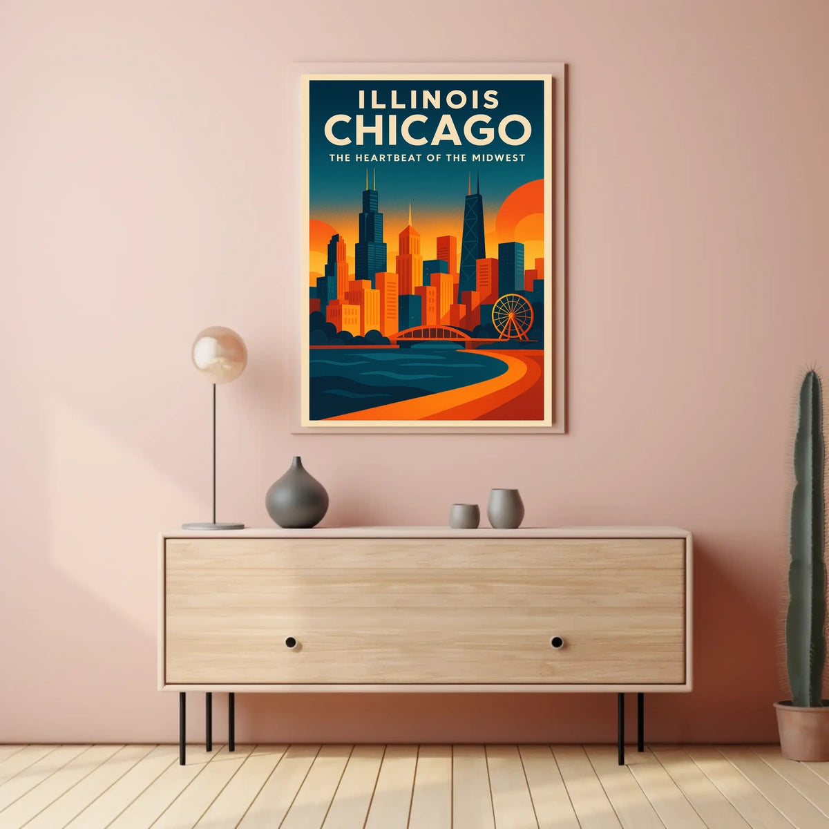 Chicago Skyline Architecture Ferris Wheel Urban Poster