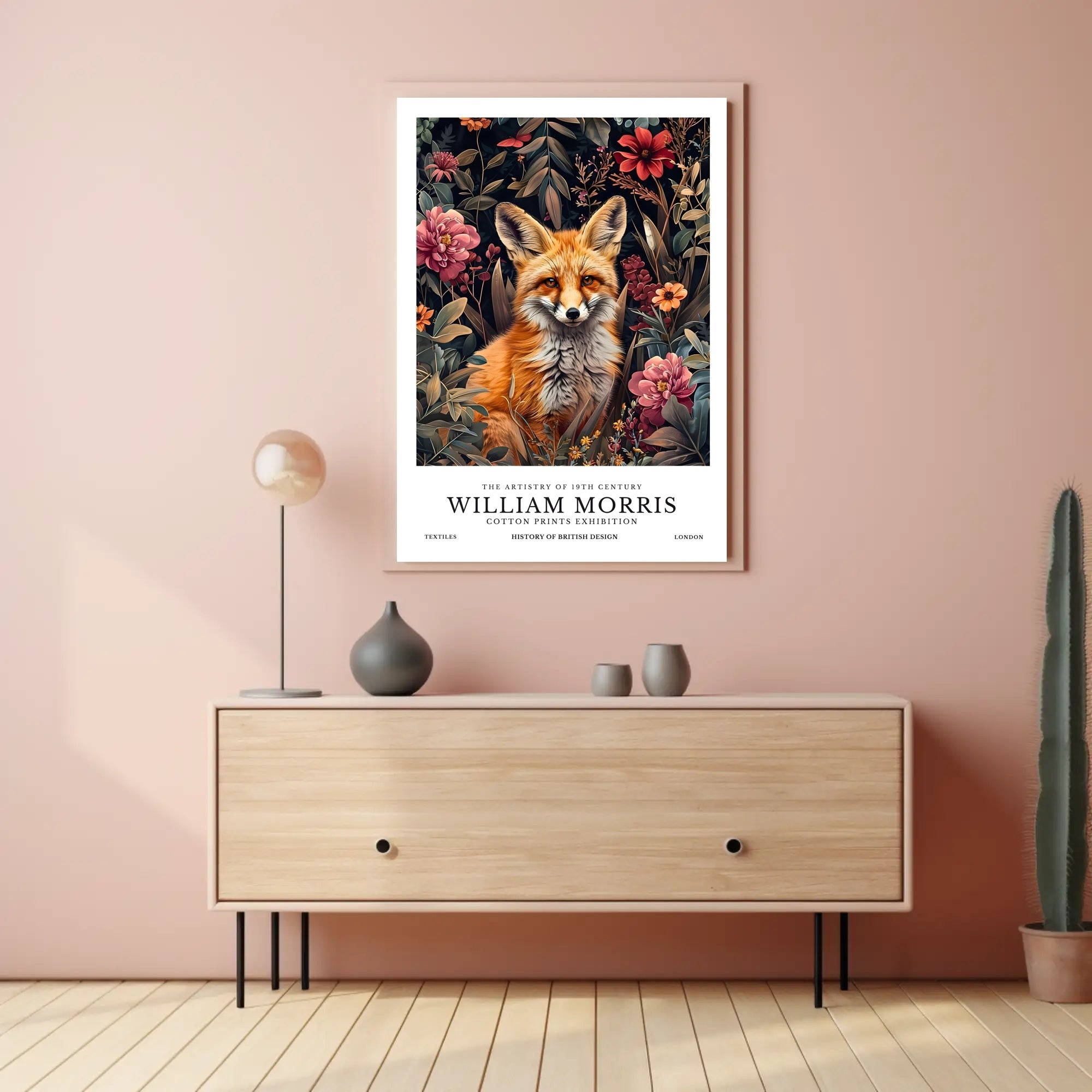 Fox in Floral Elegance: Cultural or Heritage Poster