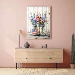 Three Rustic Mason Jars Wall Decor Art Print Poster