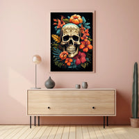Skull and Floral Composition: Abstract or Artistic Poster