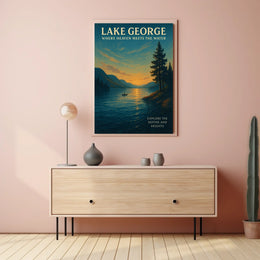 Lake George Sunrise Tranquility Poster Vintage Wall Art