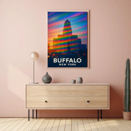 Buffalo Skyline Vibrant Digital Painting Souvenir Poster
