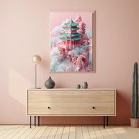 Floating Pagoda In The Clouds Poster PosterGoat