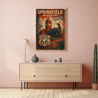 Route 66 Springfield Missouri Vintage Travel Poster